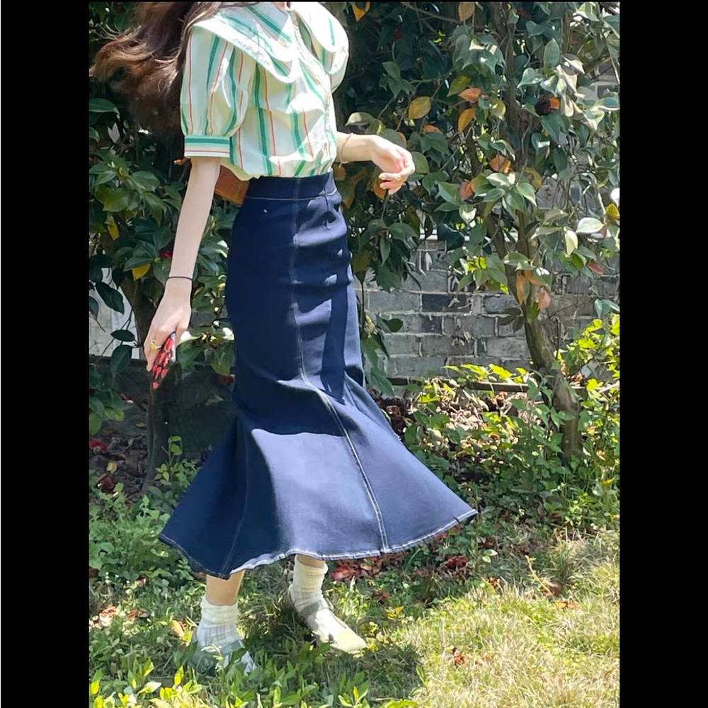 Waisted cowboy fishtail skirt